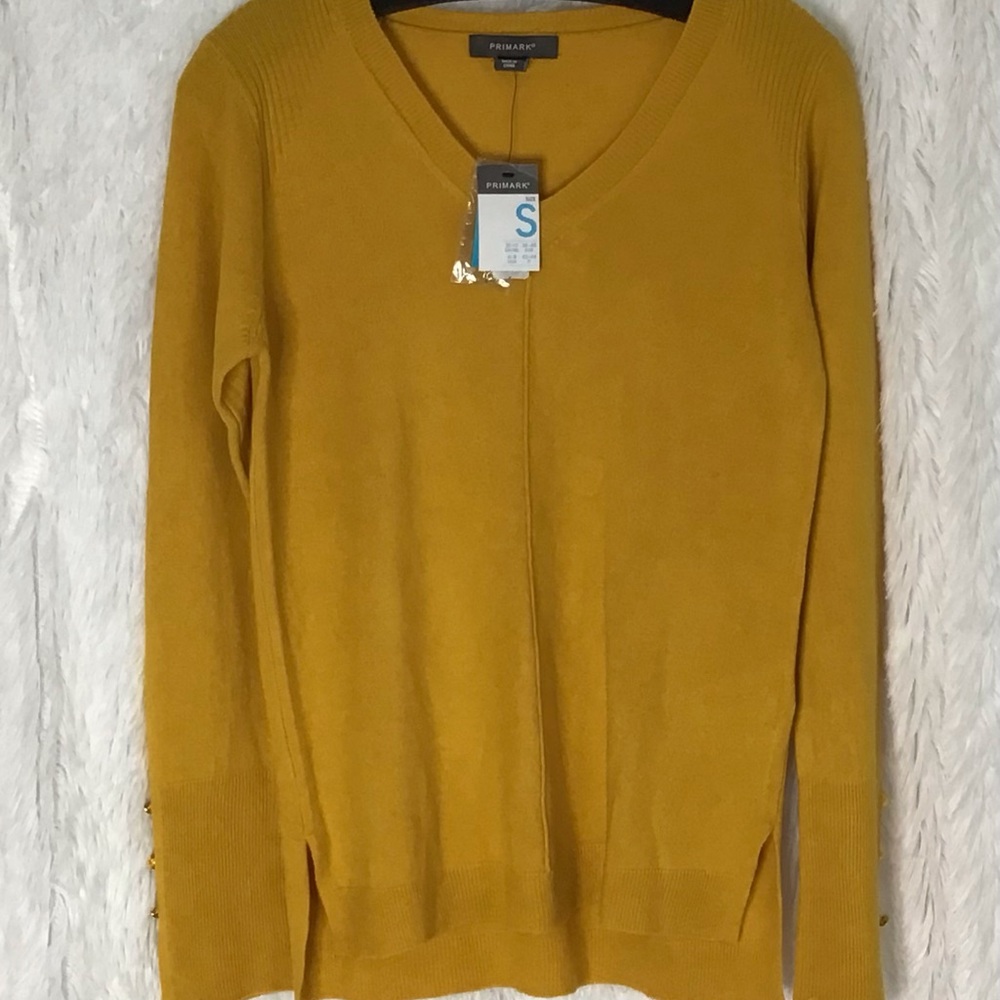 Mustard V-Neck Women's Sweater